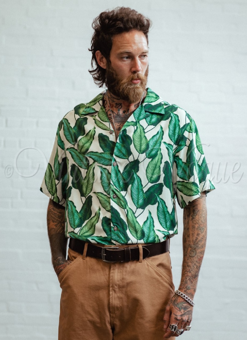 Chet Rock 50er Jahre Vintage Retro Herren Hawaii Hemd Rainforest Shirt in Grün