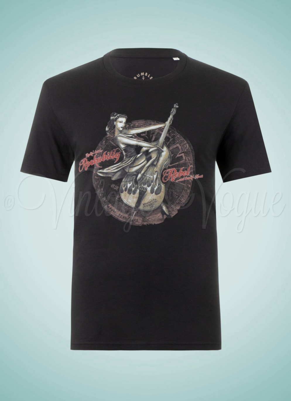 Rumble59 50er Jahre Retro Pin Up Rockabilly Herren T-Shirt Rockabilly Rebel in Schwarz