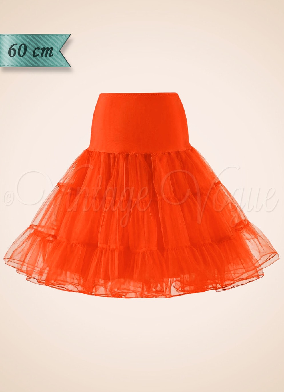 Forever Fifites Rockabilly Retro Vintage Unterrock Organza Petticoat 60 cm in Orange