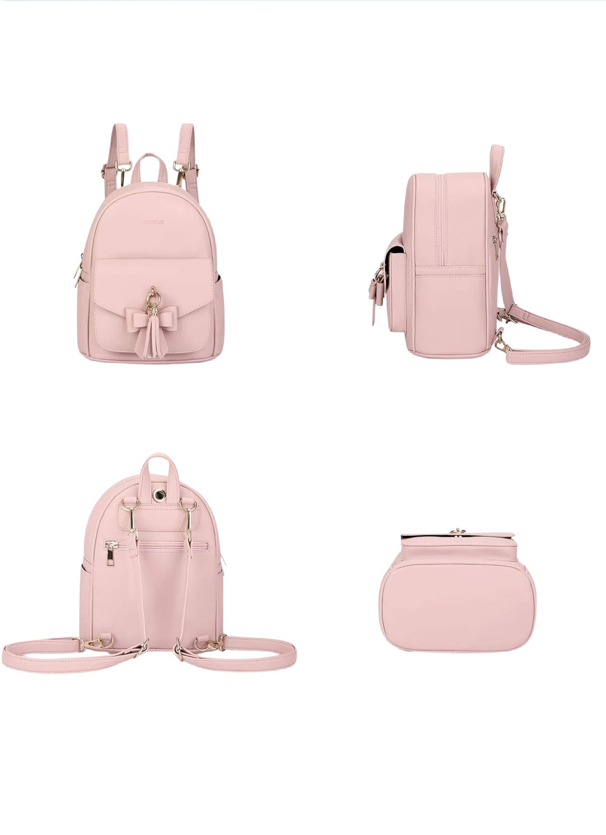 Ecosusi Vintage kleiner Retro Freizeit Rucksack Mini Backpack in Rosa