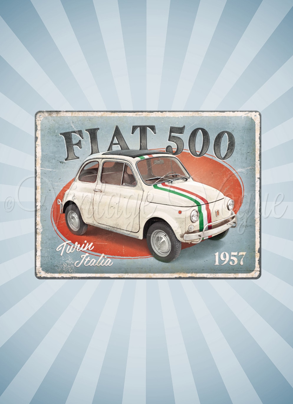 Nostalgic Art Retro Blechschild Fiat 500 - Turin Italia 30x40 cm