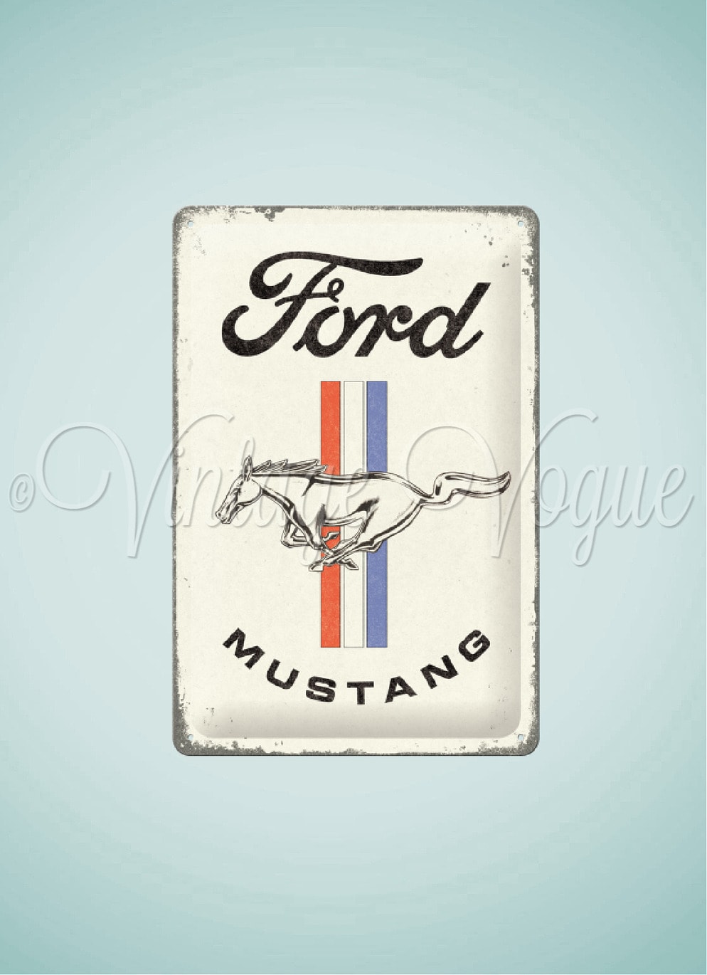 Nostalgic Art Retro Blechschild Ford Mustang - Horse & Stripes Logo 20x30 cm