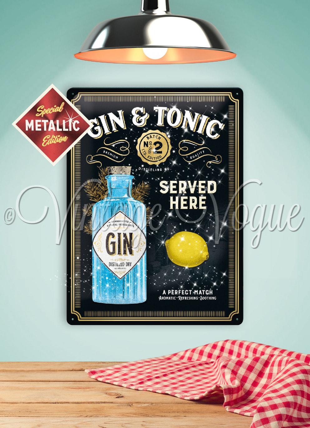 Nostalgic Art Retro Blechschild Gin & Tonic Served Here 30x40 cm