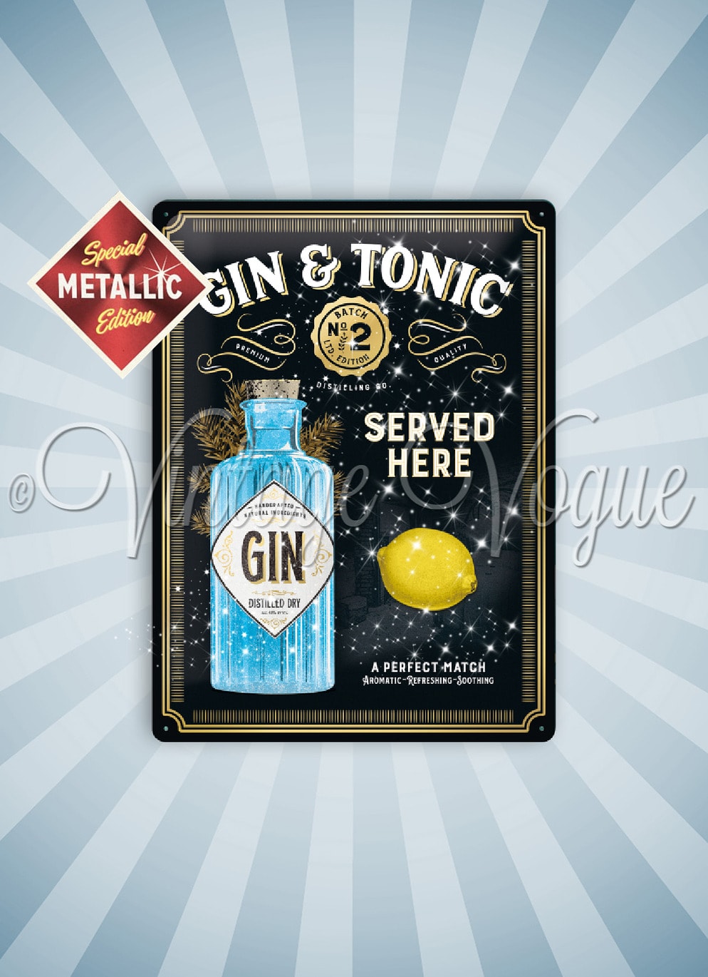 Nostalgic Art Retro Blechschild Gin & Tonic Served Here 30x40 cm