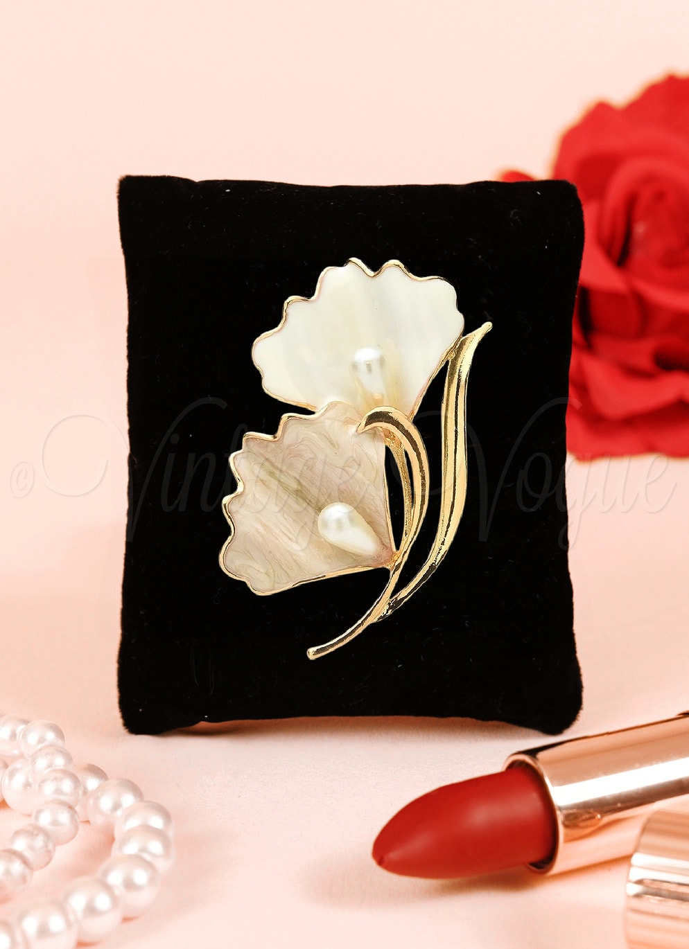 Oh so Retro! Vintage Floral Brosche "Gingko Brooch" in Gold