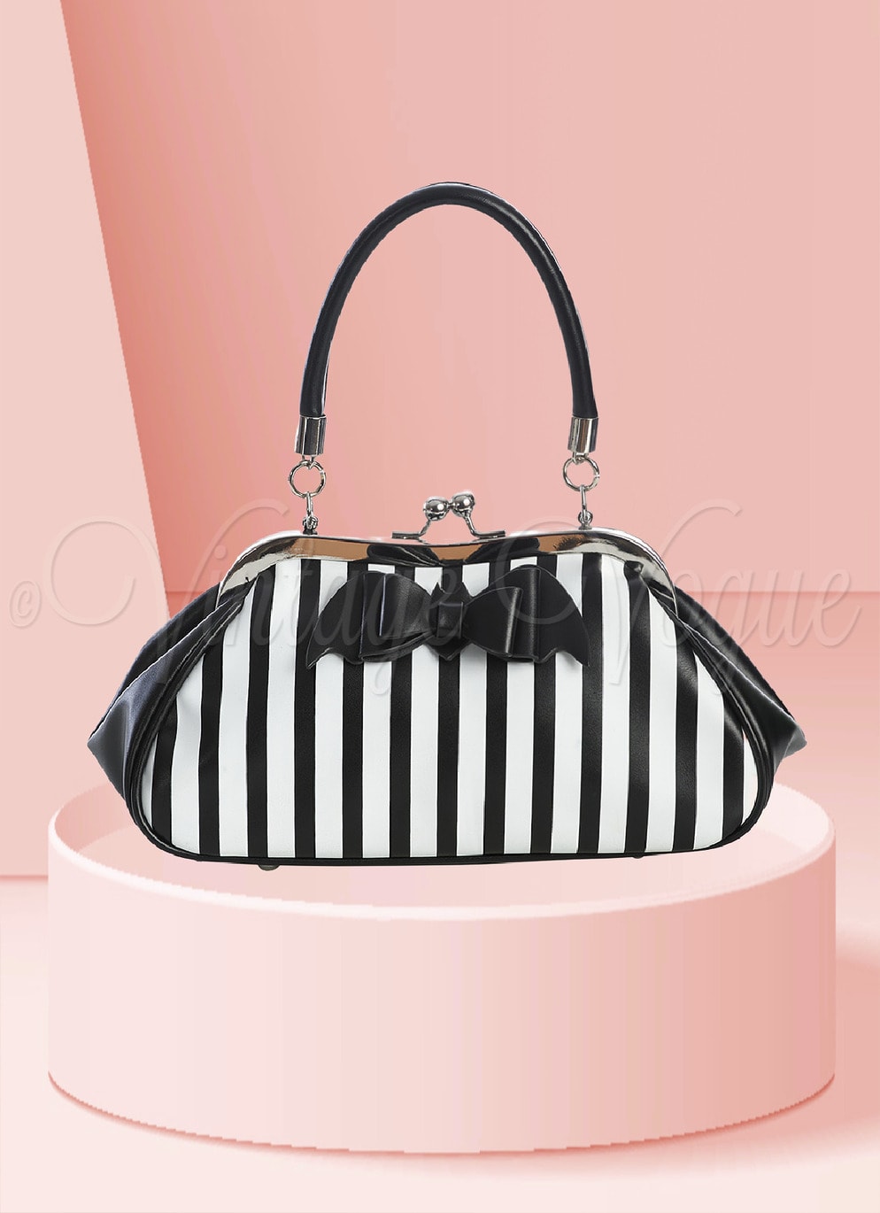 Banned Gothic Streifen Handtasche Mystery Handbag in Schwarz Weiß