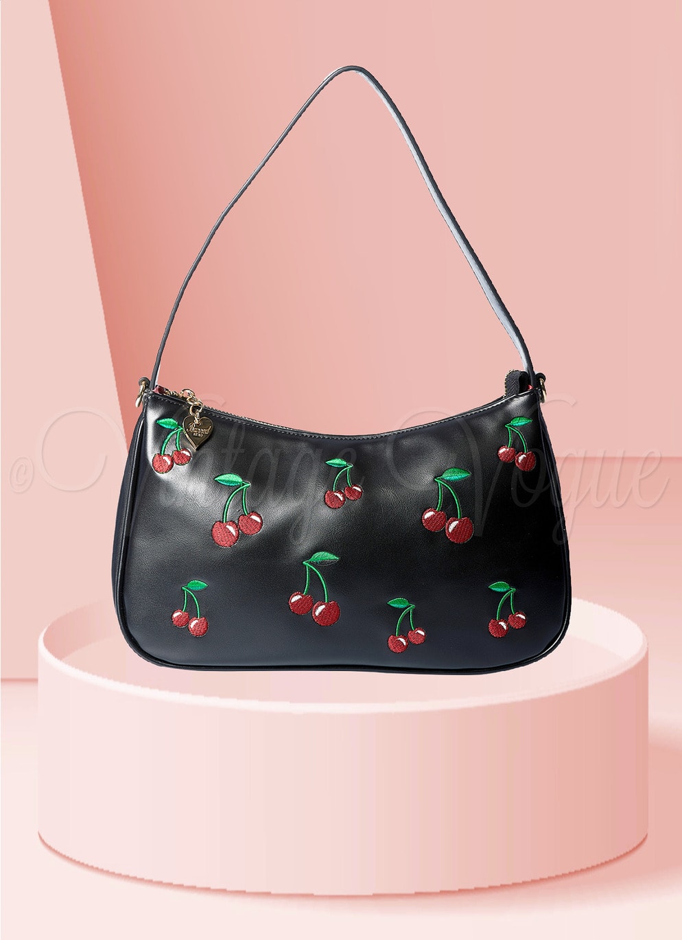 Banned Retro Kirschen Handtasche Wild Cherry Bag in Schwarz