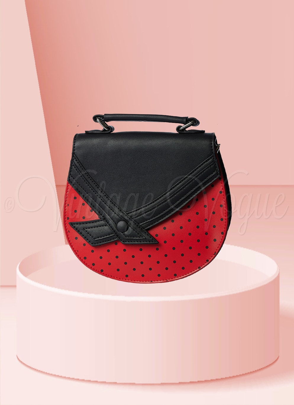 Banned Retro Polka Dots Punkte Handtasche “Sunshine Bag in Schwarz Rot