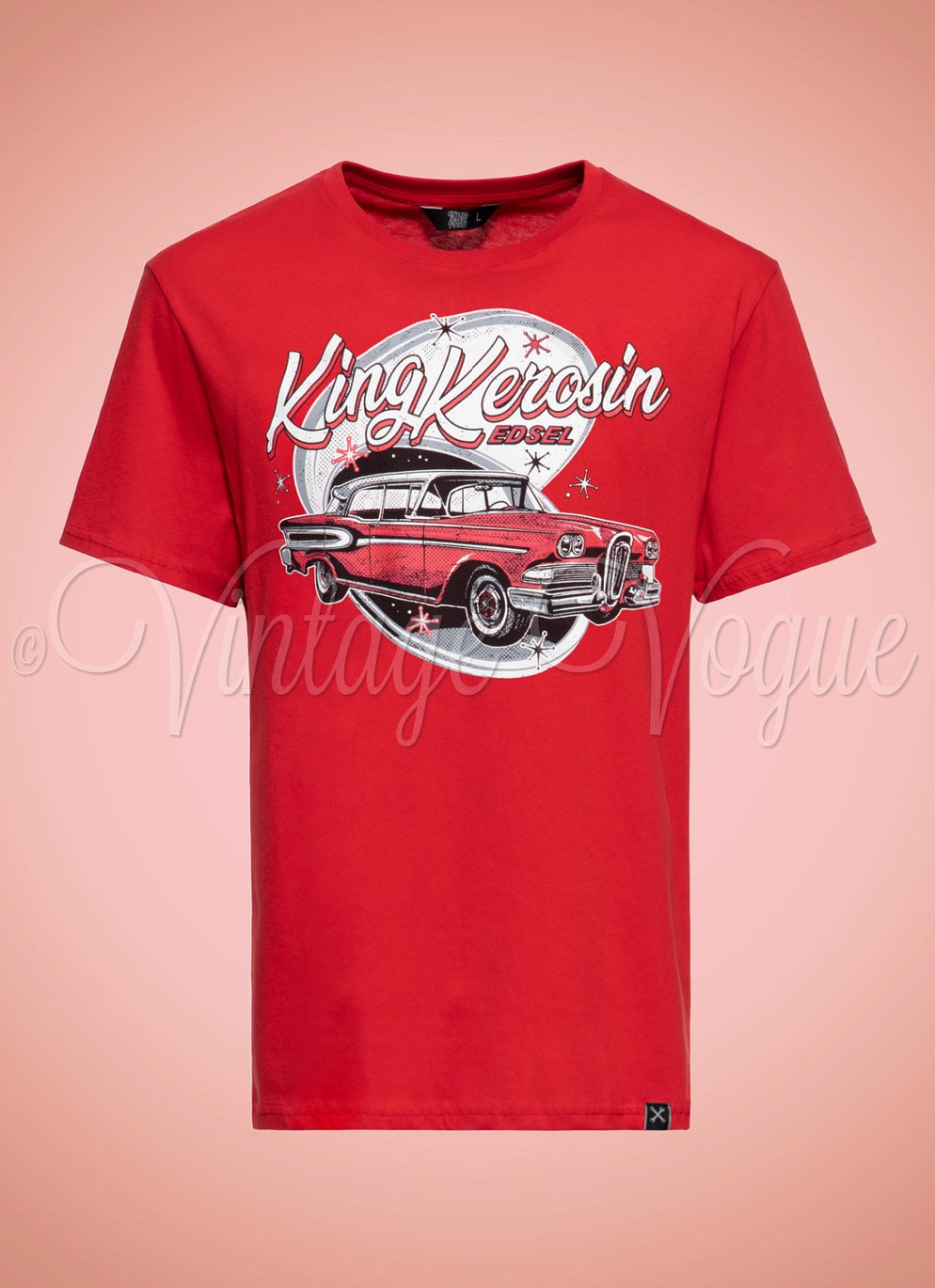 King Kerosin 50er Jahre Retro Rockabilly Herren T-Shirt KK Edsel in Rot KKI31001-300