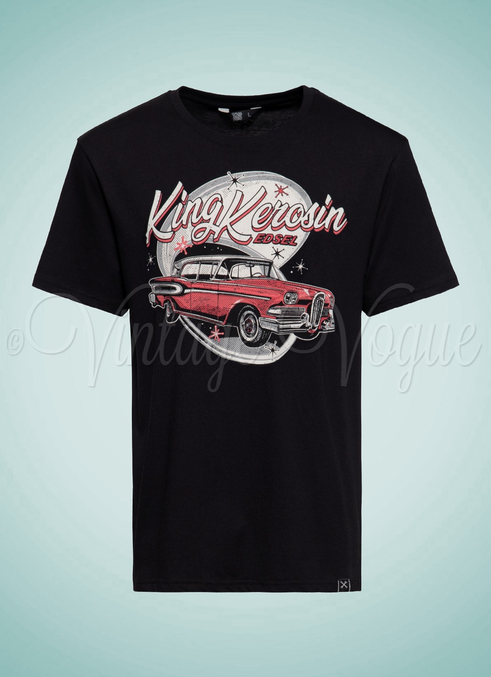 King Kerosin 50er Jahre Retro Rockabilly Herren T-Shirt KK Edsel in Schwarz KKI31001-200
