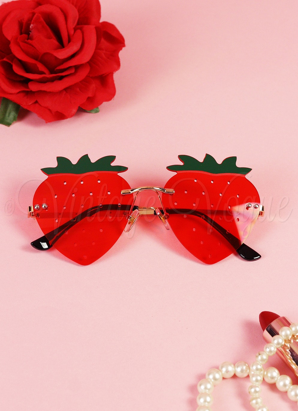 Oh so Retro! Vintage Erdbeeren Sonnenbrille Strawberry Shades in Rot