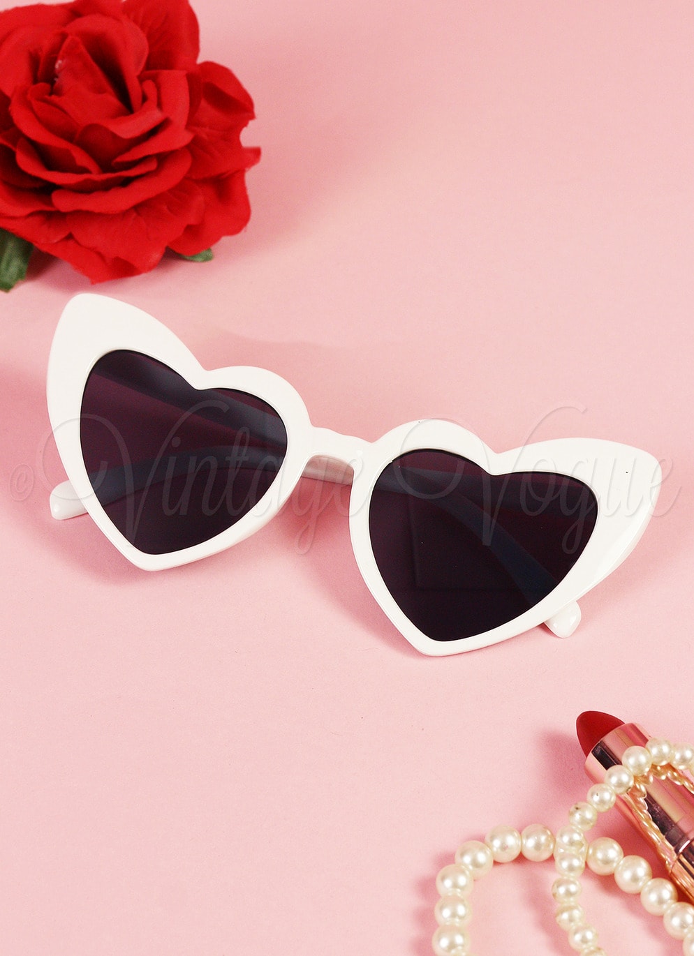 Oh so Retro! Vintage Herz Cat Eye Sonnenbrille Heart Cat in Weiß