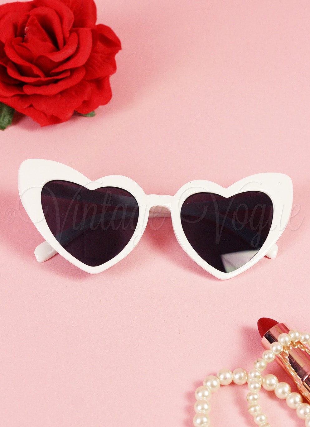 Oh so Retro! Vintage Herz Cat Eye Sonnenbrille Heart Cat in Weiß