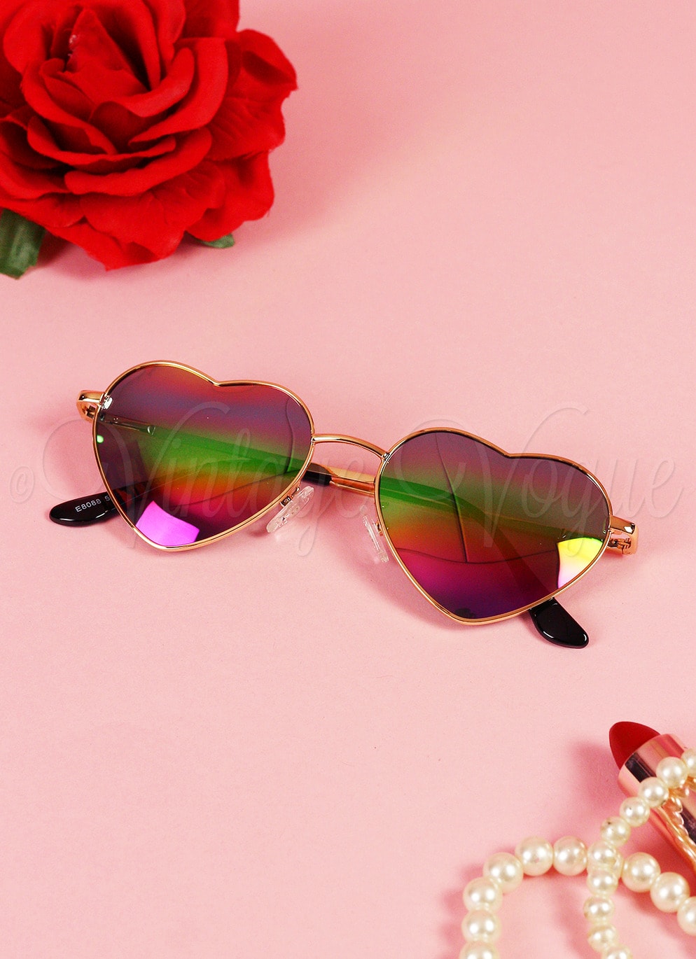 Oh so Retro! Vintage Herzen Sonnenbrille Heart Glasses in Regenbogen