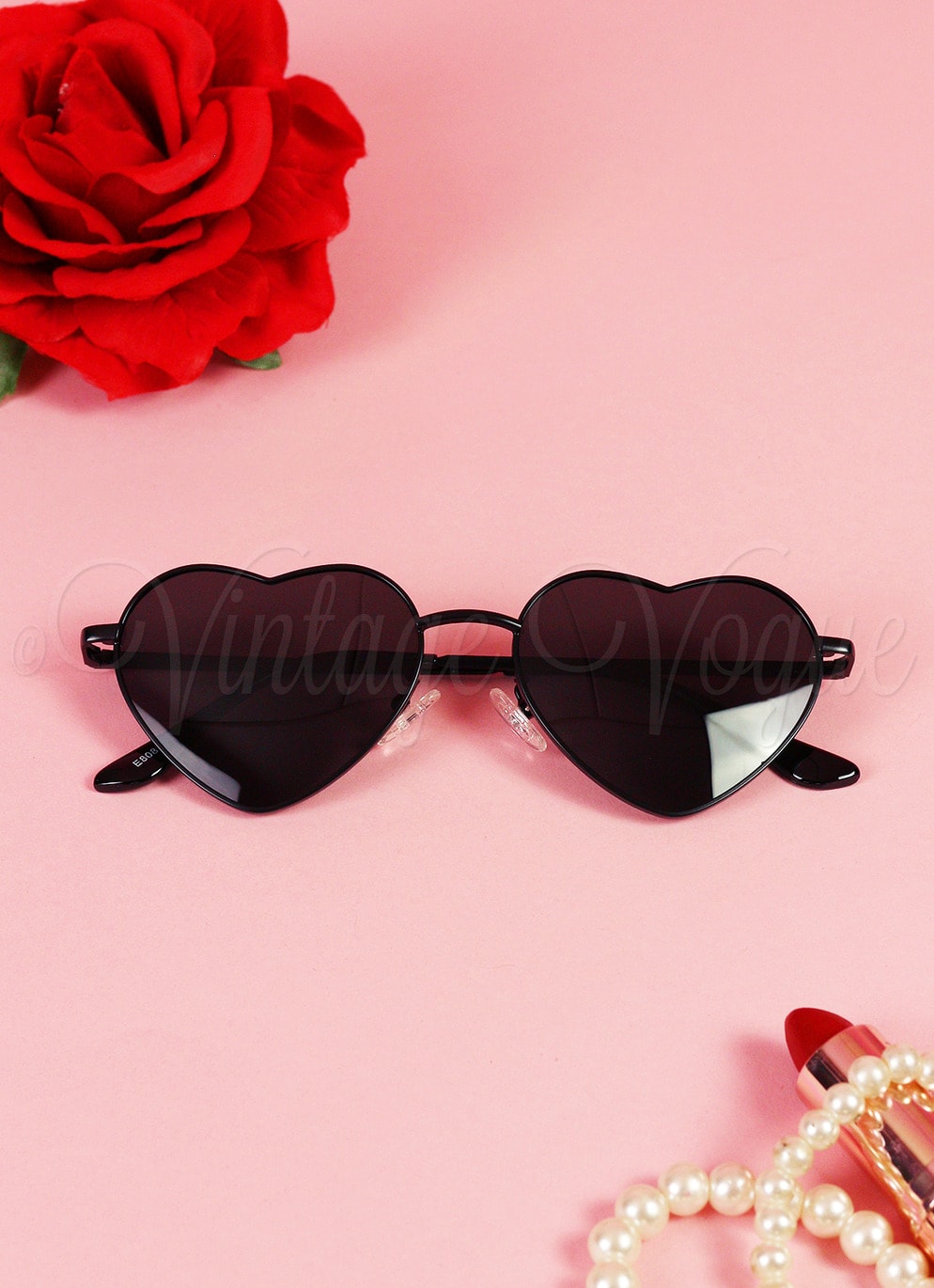 Oh so Retro! Vintage Herzen Sonnenbrille Heart Glasses in Schwarz