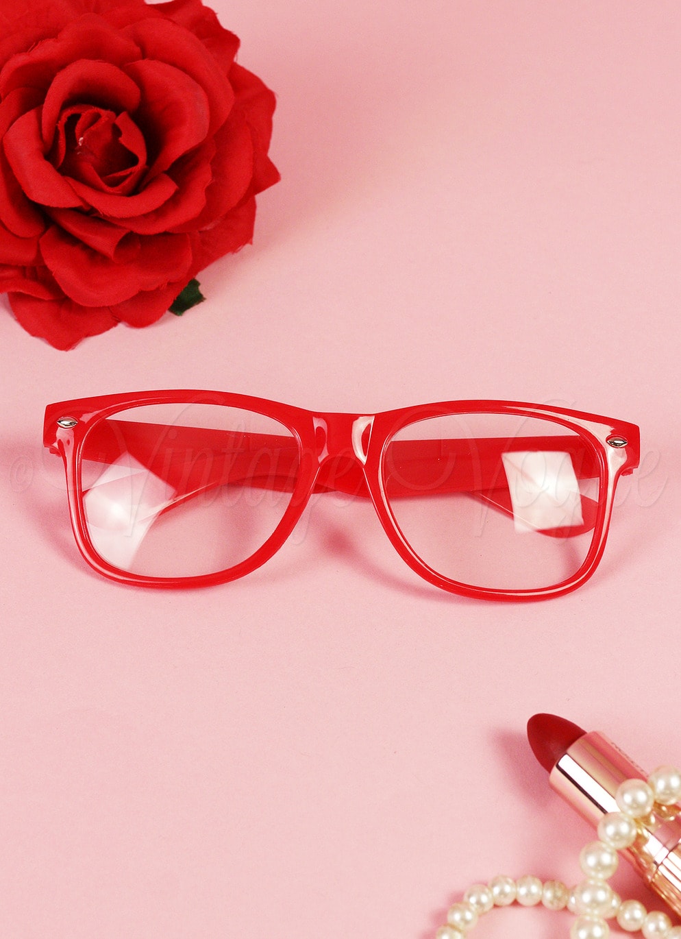 Oh so Retro! Vintage Klarglas Brille Nerdy Glasses in Rot