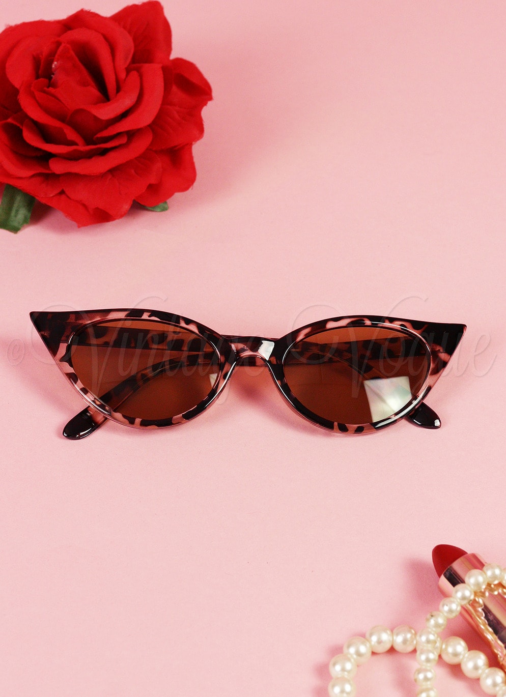 Oh so Retro! Vintage Sonnenbrille Winged Cat Eye in Braun Leopard