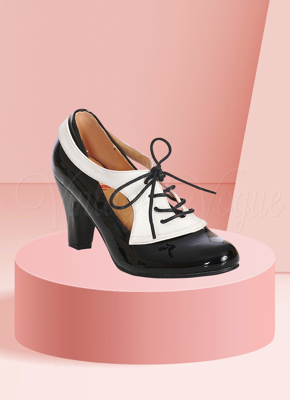 Banned 50er Jahre Retro Vintage Oxford Ankle Boot Pumps "Retro Influencer " in Schwarz Weiß