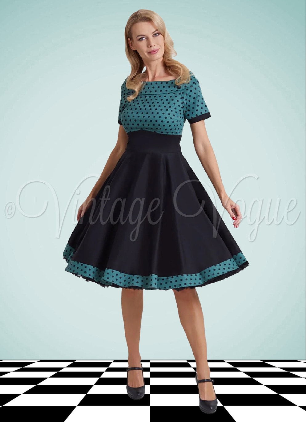 50er Jahre Petticoat Damenkleid Swing Jive Lindy Hop Rock n Roll Dress Punkte Polka Dots gepunktet tupfen