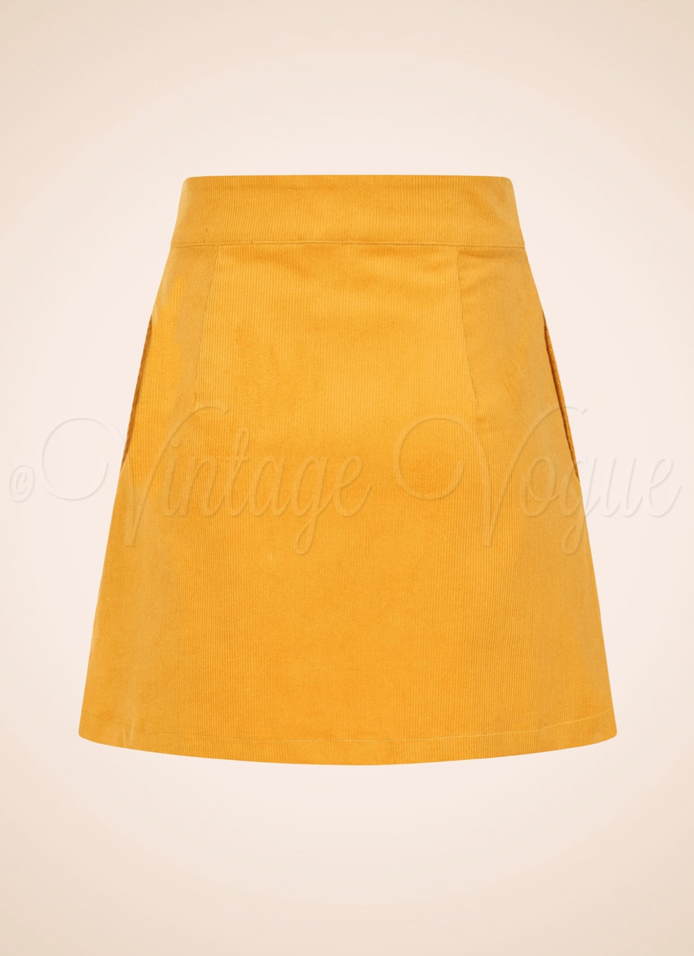 Banned 60er Jahre Retro Basic Cord Mini Rock Sundown Cordroy Skirt in Senf Gelb