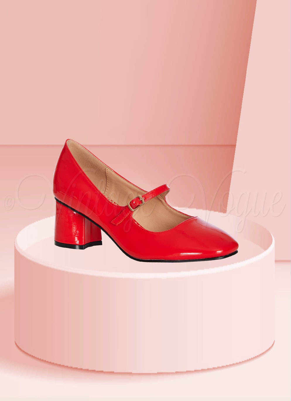 Banned 60er Jahre Retro Riemchen Pumps Schuhe "Annie Mary Jane" in Rot