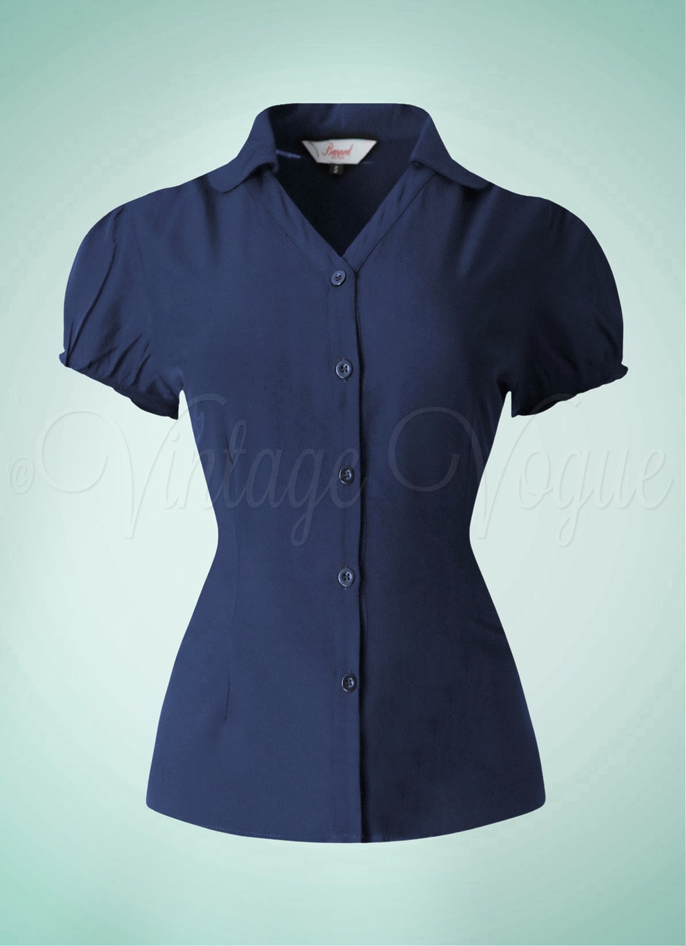 Banned Banned Retro Vintage Basic Bluse Jane Blouse in Navy Blau BL14147-NVY