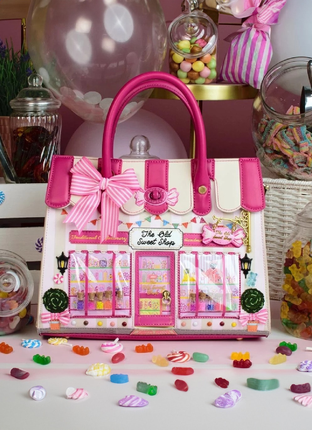 Vendula London Retro Vintage Umhänge-Handtasche Old Sweet Shop Everly Bag” in Pink