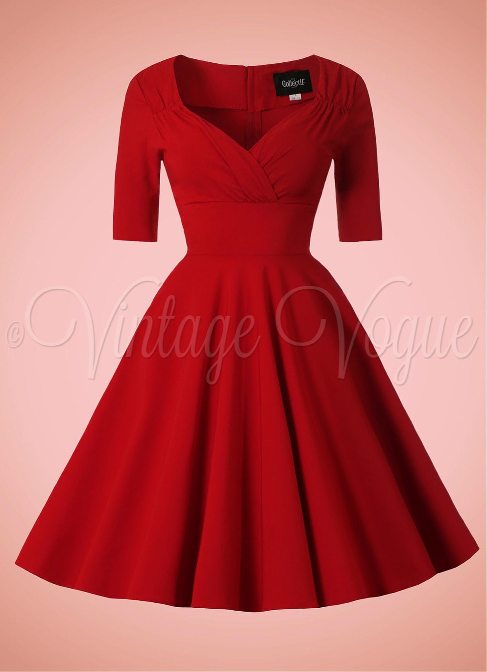 Collectif 50's Vintage Retro Pin-Up Swing Kleid Trixie Doll Dress in Rot 50er Jahre Petticoat Damenkleid Elegant Sexy Stilvoll Abendkleid Cocktailkleid Uni