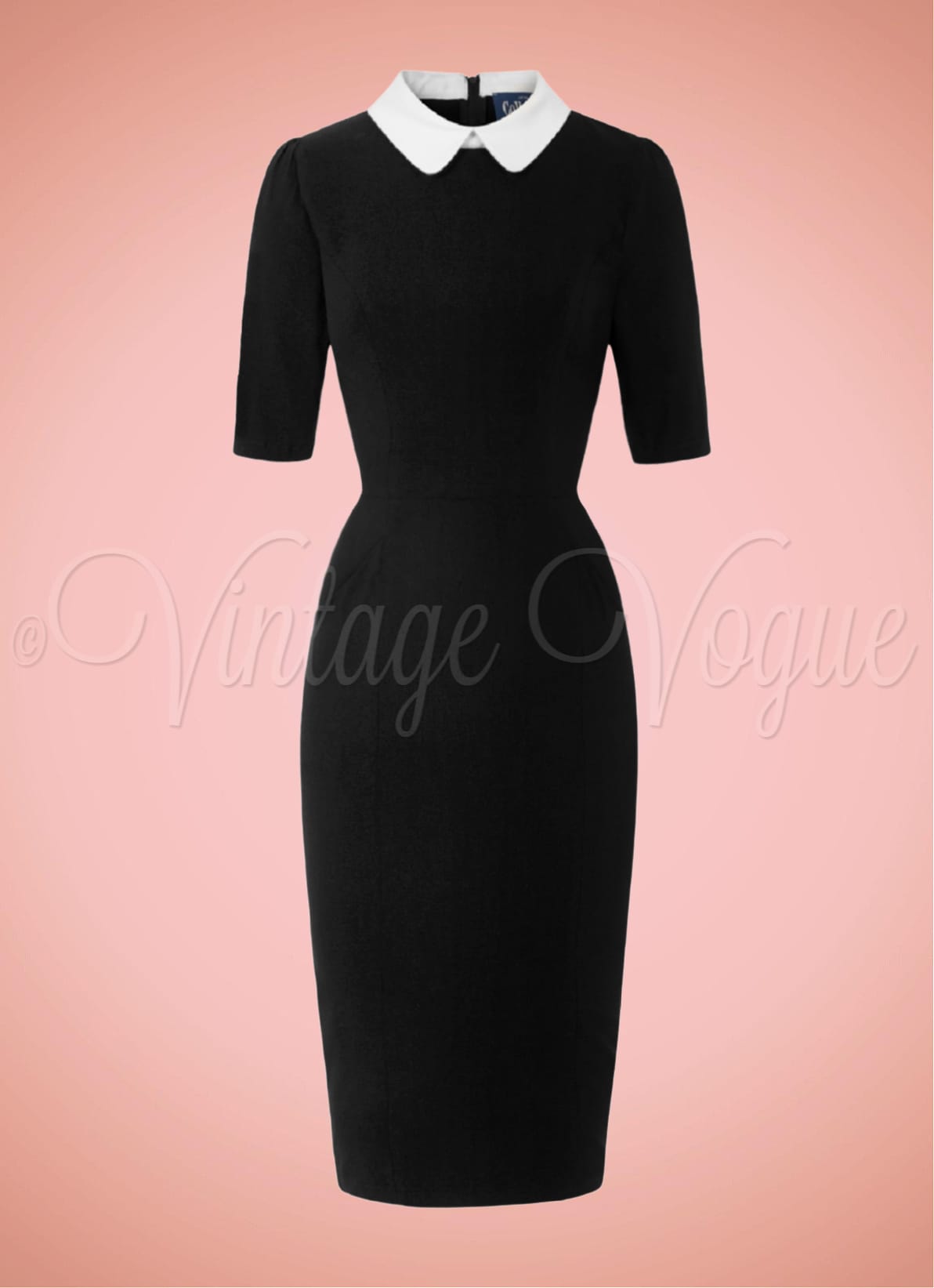 Collectif 60 s Vintage Retro Goth Bleistift Etui Kleid Winona Pencil Dress in Schwarz Vintage Vogue