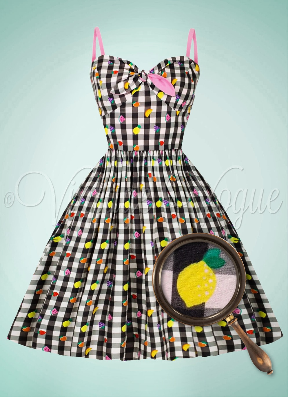 Hell Bunny 50's Retro Pin-Up Vintage Mini Kleid "Fruitylou Dress" in Schwarz Weiß