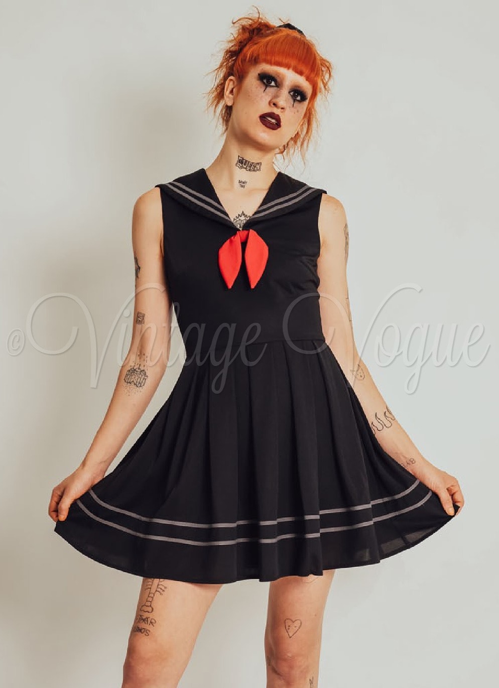 Jawbreaker Retro Alternative Mini Kleid Gothic Sailor Dress in Schwarz