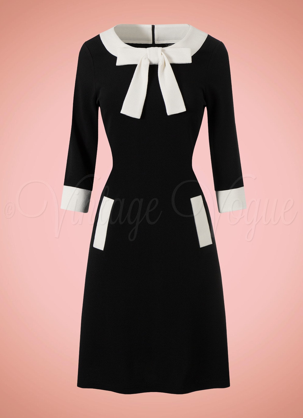Voodoo Vixen 60er Jahre Retro A-Linie Kleid Contrast Dress in Schwarz Weiß 60's 1960er Damenkleid Mod Twiggy Kleid DRA9503