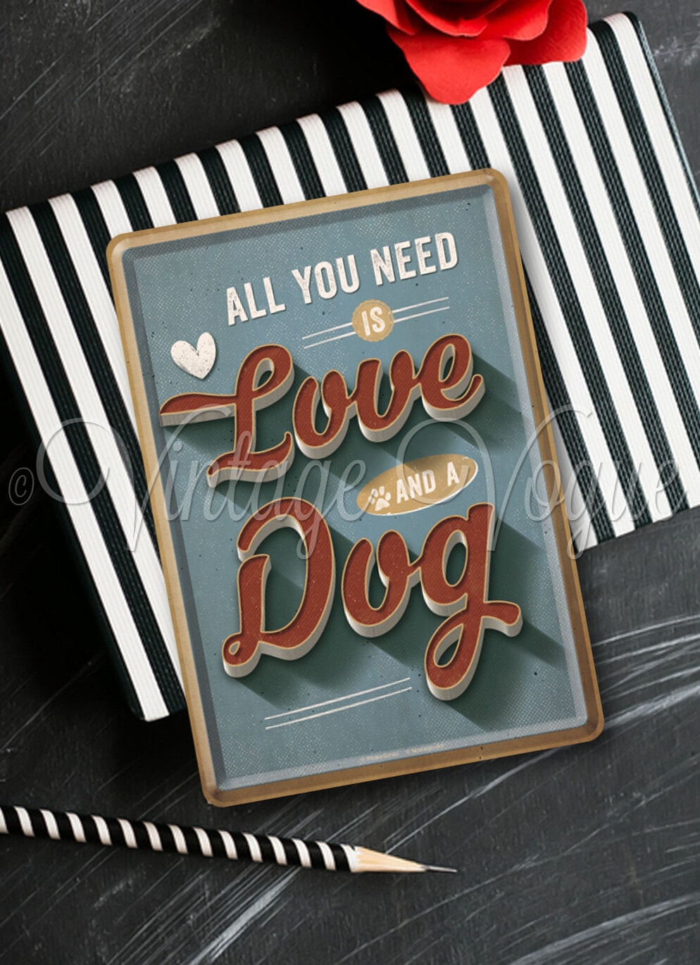 Nostalgic Art Retro Blechpostkarte Love and a Dog