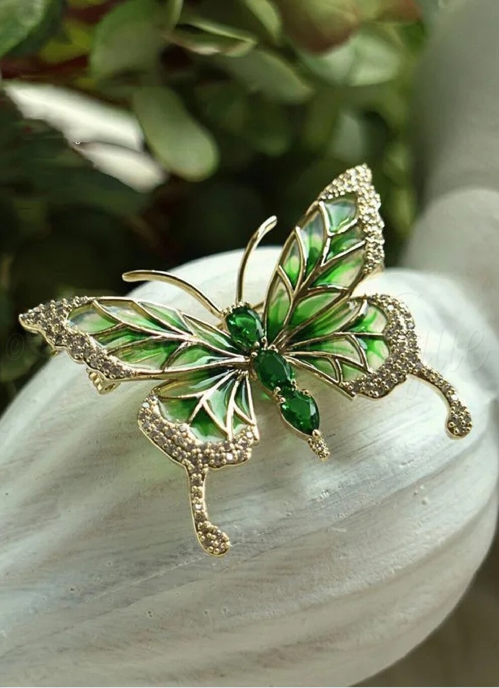 Oh so Retro! Vintage Schmetterling Brosche Butterfly Glitter Brooch in Grün