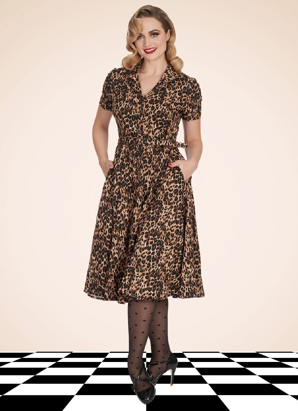 Banned Retro Rockabilly Leopard Swing Kleid Blusenkleid